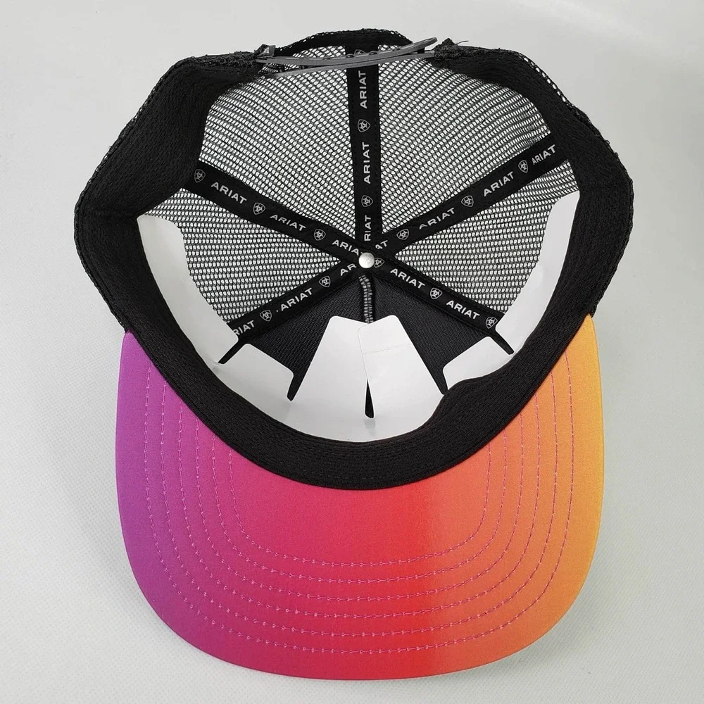 Ariat Trucker Hat Mens Snapback Adjustable Black New Sunset Desert Graphic